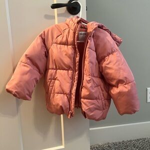 Old Navy Kids Pink Puffer Hooded Jacket Fleece Lined